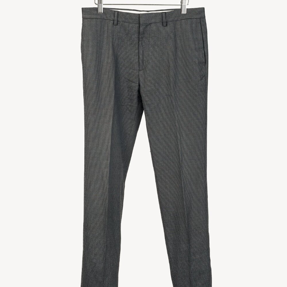 PS Paul Smith Grey & Blue Check Wool-Suiting Tapered Trousers